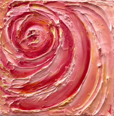 VERY Texto abstracto en tonos de rosa que forma una espiral.